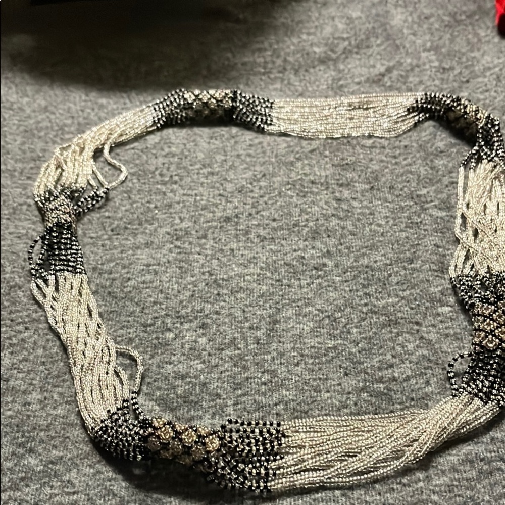 Elegant Black and Silver Beaded Necklace